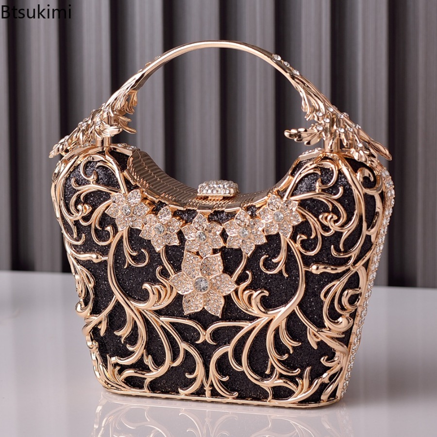 Luxury Bag Collection - حقائب سهرة معدنية مفرغة للنساء، حقائب