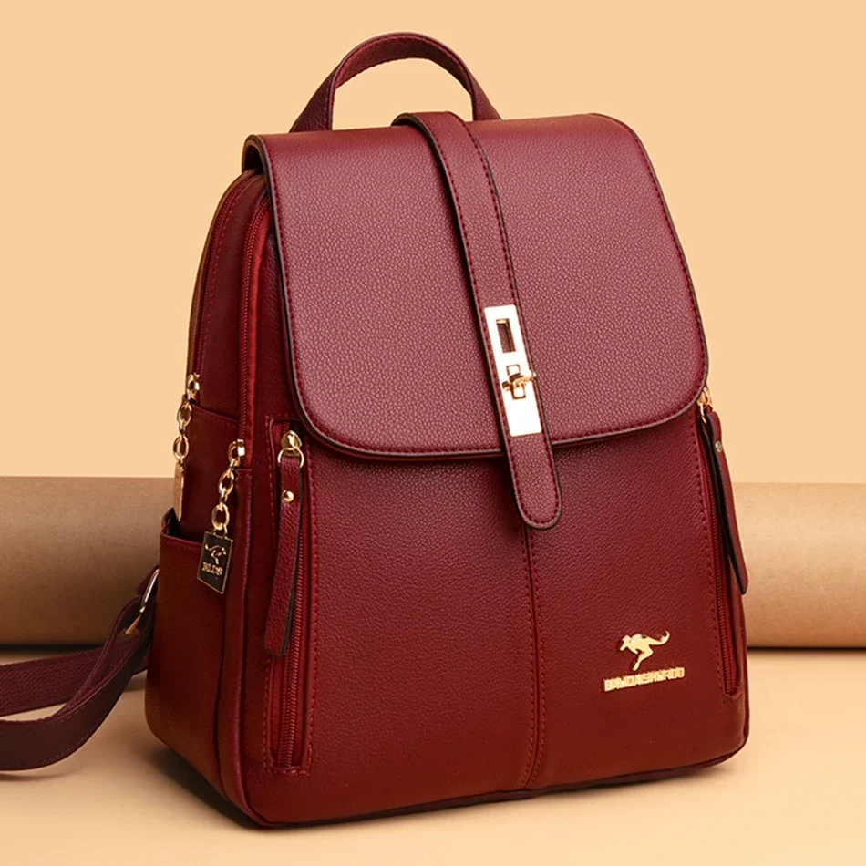 Luxury Zipper Bags - حقيبة ظهر نسائية جلدية ذات سعة