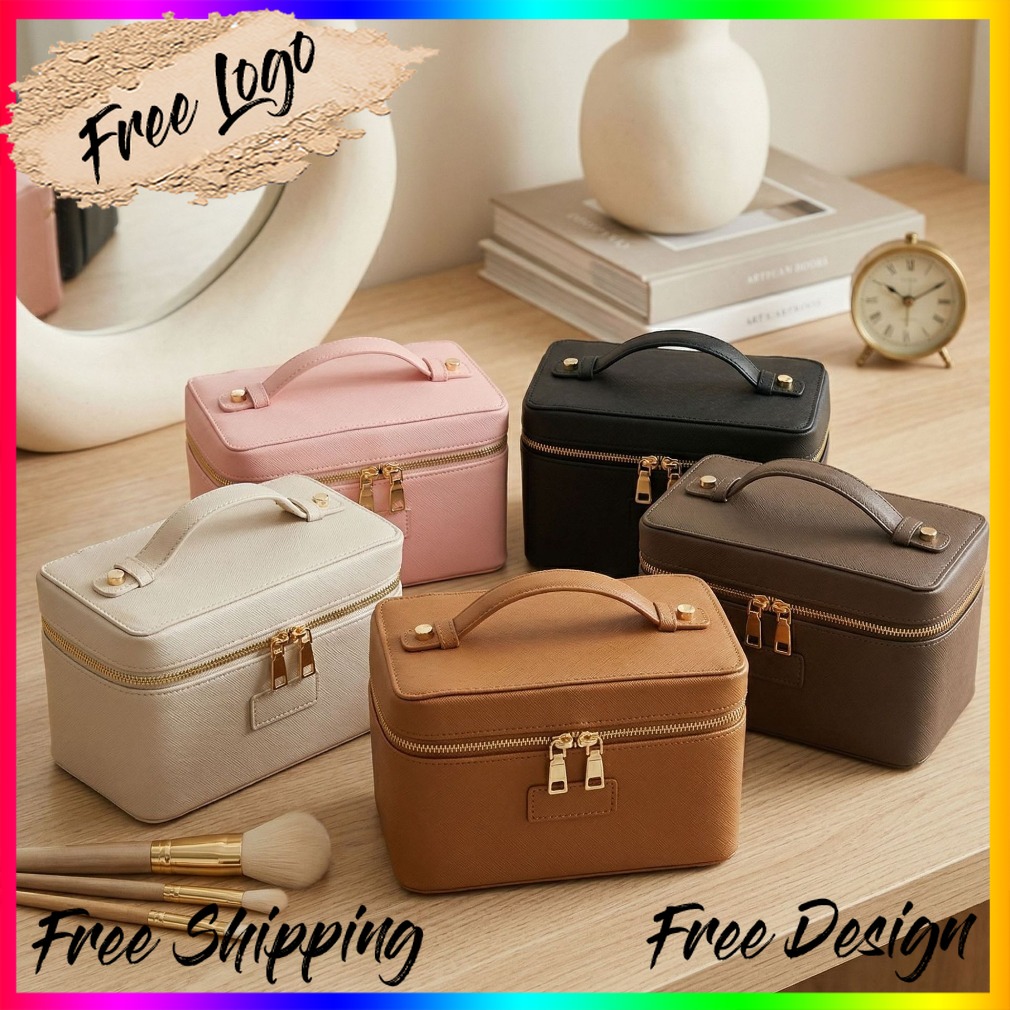 Luxury Bags For Travel - حقيبة مكياج فاخرة من الجلد بنقشة