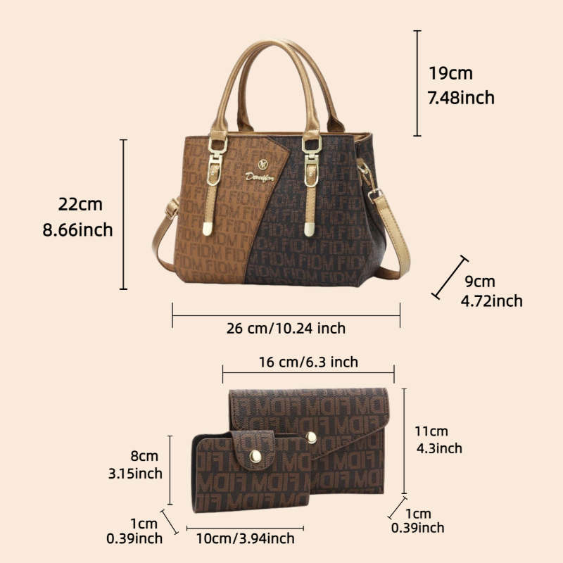 مجموعة حقائب نسائية من 3 قطع،  - مراجعة Luxury Zipper Bags وسعره
