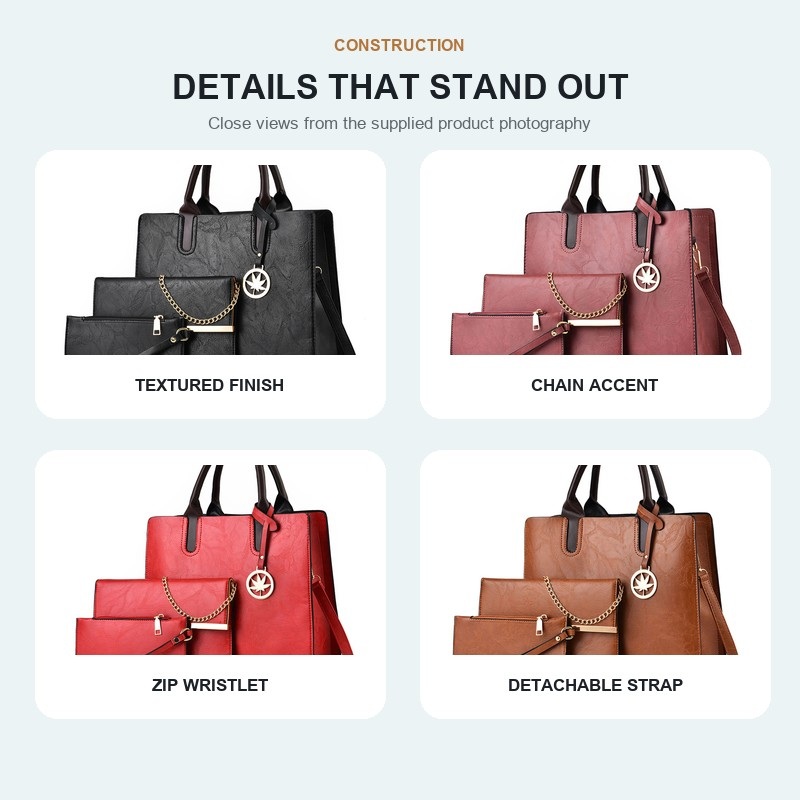 مجموعة حقائب يد نسائية من 3 قط - مراجعة Structured Handbag Top Handle وسعره